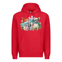 Red Easter truck farm animals Easter Day Premium Hoodie - HowdyJamesFarm