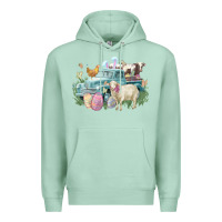 Seafoam Easter truck farm animals Easter Day Premium Hoodie - HowdyJamesFarm