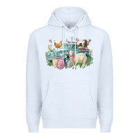 White Easter truck farm animals Easter Day Premium Hoodie - HowdyJamesFarm