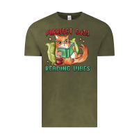 Vintage Olive purrfect cozy reading vibes Vintage Tee - MaliasSmallBusiness