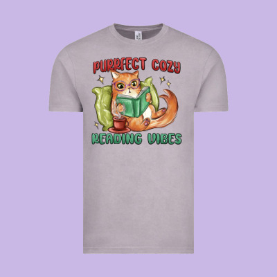 Purrfect Cozy Reading Vibes Vintage Tee Designed By Maliassmallbusiness