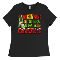 Black beginning to look like a christmas with gin and gifts Ladies Tee - AdoDesignShop