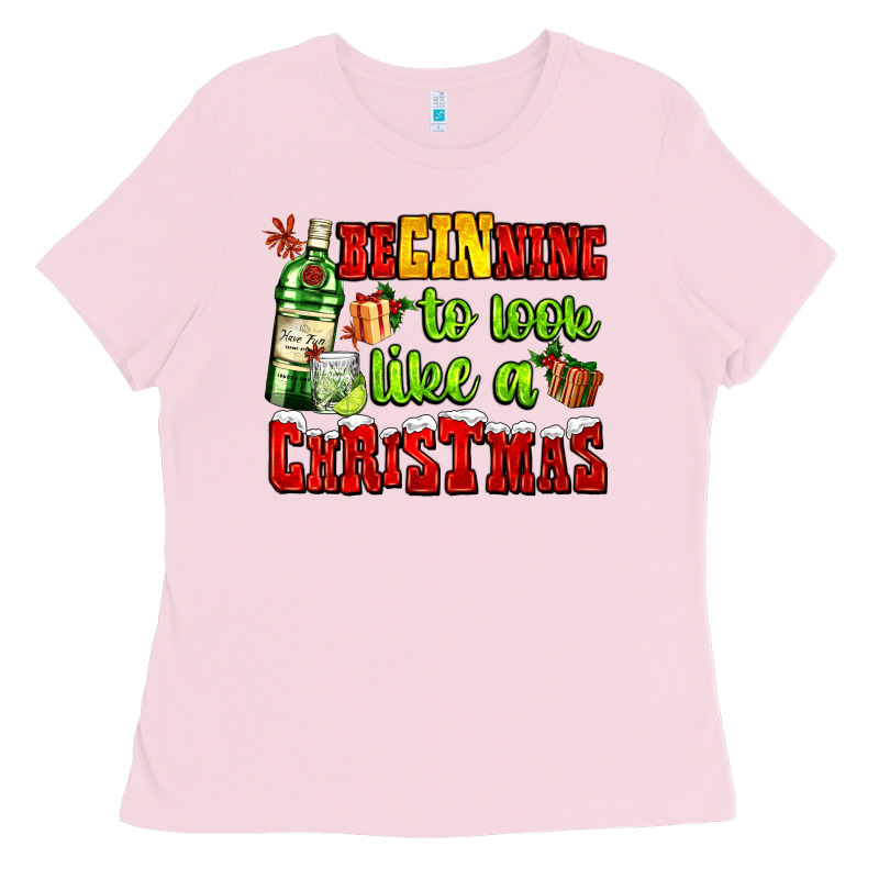 Beginning To Look Like A Christmas With Gin And Gifts Ladies Tee by AdoDesignShop | Teevron