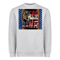 Heather Grey Western Red White Rawr Dinosaur Heavyweight Sweatshirt - LillyAllenDesigns