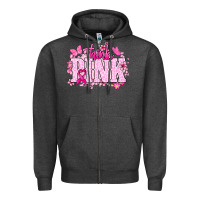 Charcoal Heather Think pink Cancer Awareness Zipper Hoodie - HowdyJamesFarm