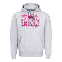 Heather Grey Think pink Cancer Awareness Zipper Hoodie - HowdyJamesFarm
