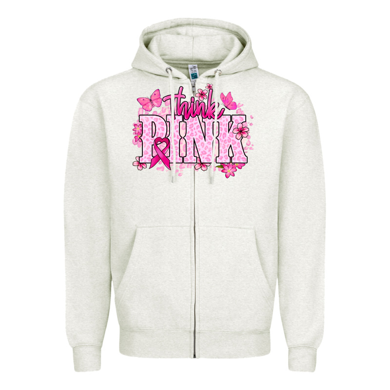 Think Pink Cancer Awareness Zipper Hoodie by HowdyJamesFarm | Teevron