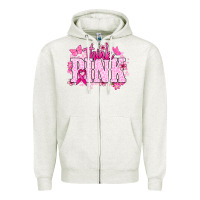 Oatmeal Heather Think pink Cancer Awareness Zipper Hoodie - HowdyJamesFarm