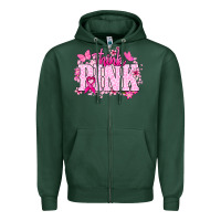 Sports Green Think pink Cancer Awareness Zipper Hoodie - HowdyJamesFarm