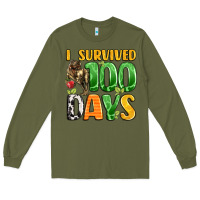 Army Green dinosaur 100day celebration Long Sleeve Tee - LillyAllenDesigns