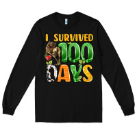 Black dinosaur 100day celebration Long Sleeve Tee - LillyAllenDesigns