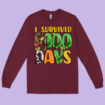 Dinosaur 100day Celebration Long Sleeve Tee Designed By Lillyallendesigns