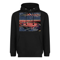 Black American flag stitches Heavyweight Hoodie - CowGirlArtShop