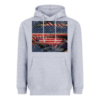 Heather Grey American flag stitches Heavyweight Hoodie - CowGirlArtShop