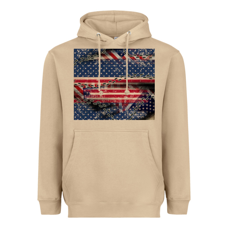 American Flag Stitches Heavyweight Hoodie by CowGirlArtShop | Teevron