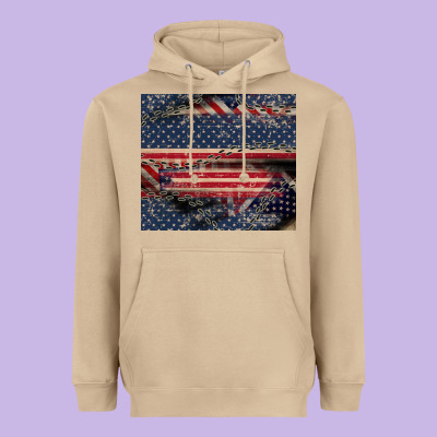 American Flag Stitches Heavyweight Hoodie Designed By Cowgirlartshop