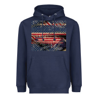 Navy American flag stitches Heavyweight Hoodie - CowGirlArtShop