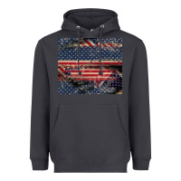 Smoke American flag stitches Heavyweight Hoodie - CowGirlArtShop