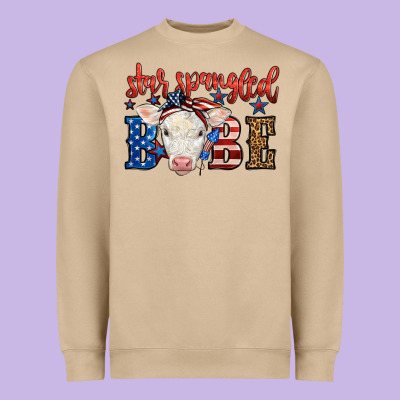 Western Star Spangled Baby Cow Heavyweight Sweatshirt Designed By Lillyallendesigns