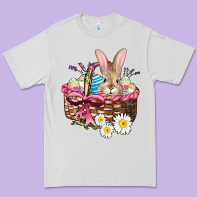 Easter Bunny And Basket Premium Tee Designed By Adodesignshop