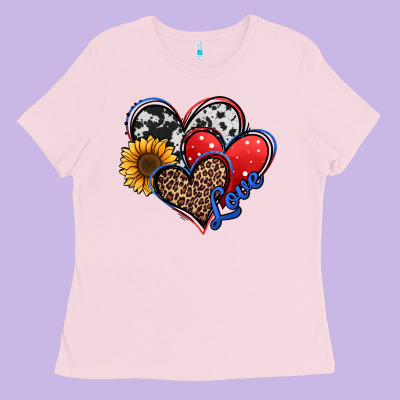 4th Of July American Hearts Ladies Tee Designed By Jasminsmagicworld