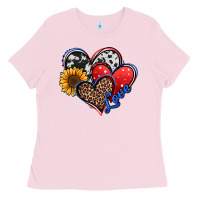 Bubblegum Pink 4th of july american hearts Ladies Tee - Jasminsmagicworld