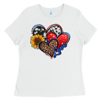 White 4th of july american hearts Ladies Tee - Jasminsmagicworld