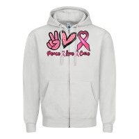 Dove Grey Peace love cure Cancer Awareness Zipper Hoodie - HowdyJamesFarm