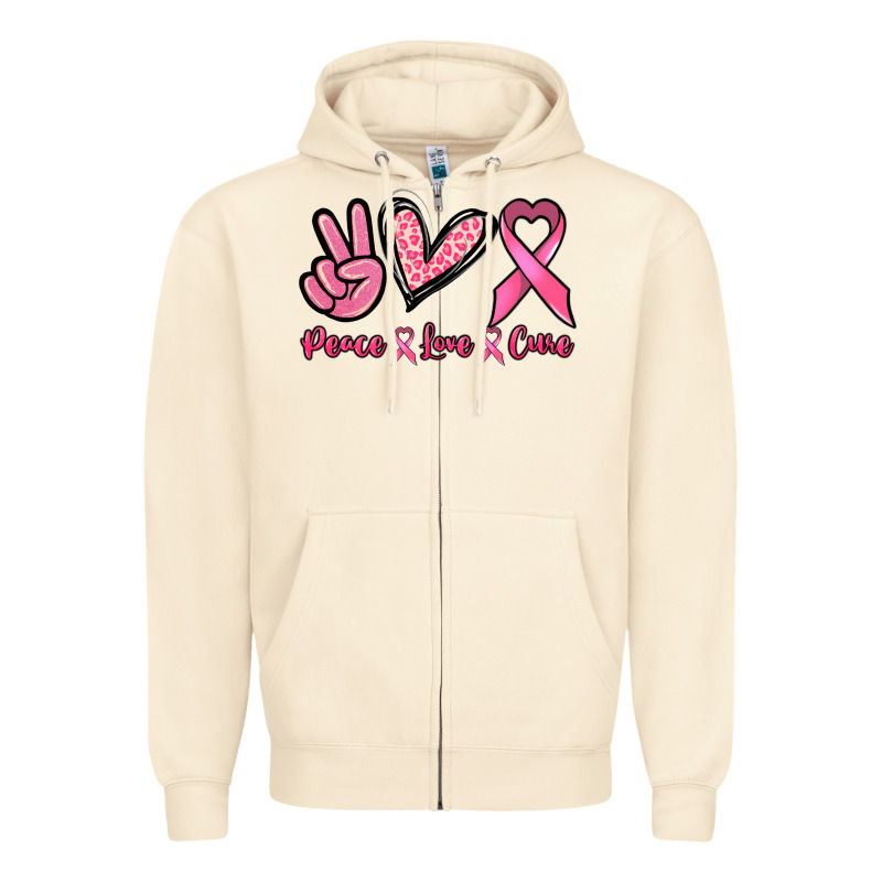 Peace Love Cure Cancer Awareness Zipper Hoodie by HowdyJamesFarm | Teevron