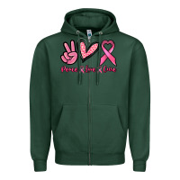 Sports Green Peace love cure Cancer Awareness Zipper Hoodie - HowdyJamesFarm