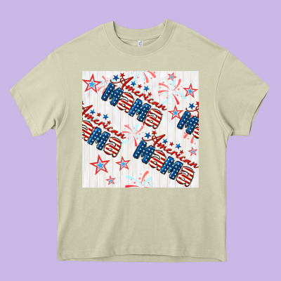 American Mama Seamless Pattern Heavy Core Tee Designed By Bundleandbundleshop
