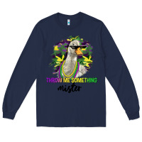 Navy throw me something mister Long Sleeve Tee - LillyAllenDesigns