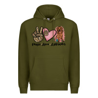 Army Green peace love labrador Premium Hoodie - JahusDesignShop