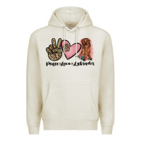 Oatmeal Heather peace love labrador Premium Hoodie - JahusDesignShop