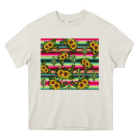 Cream sunflower cactus Heavy Core Tee - JahusDesignShop