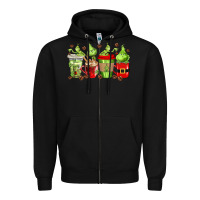 Black grinch coffee cups Zipper Hoodie - texasbilliewilder