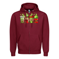 Burgundy grinch coffee cups Zipper Hoodie - texasbilliewilder
