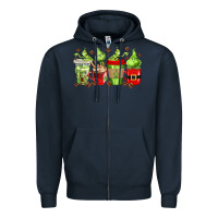 Navy grinch coffee cups Zipper Hoodie - texasbilliewilder