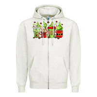 Oatmeal Heather grinch coffee cups Zipper Hoodie - texasbilliewilder