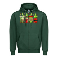 Sports Green grinch coffee cups Zipper Hoodie - texasbilliewilder