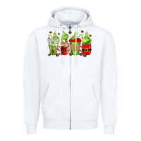 White grinch coffee cups Zipper Hoodie - texasbilliewilder