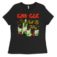 Black gin`gle all the way with bottle and cocktails Ladies Tee - AdoDesignShop