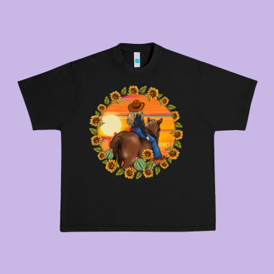 Cowgirl Sunflower Urban Heavy Tee Designed By Maliassmallbusiness
