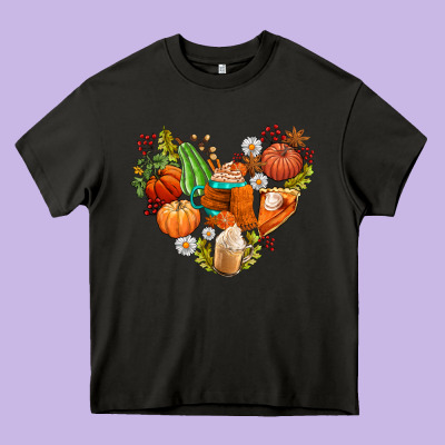 Pumpkin And Latte With Fall Heavy Core Tee Designed By Adodesignshop