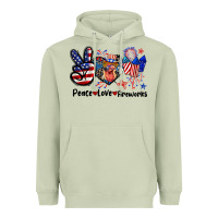 Peace Love Fireworks 4th Of July Heavyweight Hoodie | Teevron