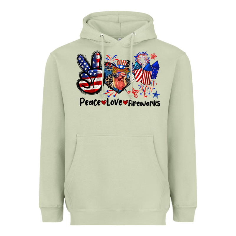 Peace Love Fireworks 4th Of July Heavyweight Hoodie by CowGirlArtShop | Teevron