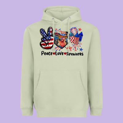 Peace Love Fireworks 4th Of July Heavyweight Hoodie Designed By Cowgirlartshop