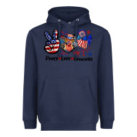 Navy Peace love fireworks 4th of july Heavyweight Hoodie - CowGirlArtShop