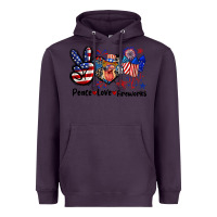 Plum Peace love fireworks 4th of july Heavyweight Hoodie - CowGirlArtShop