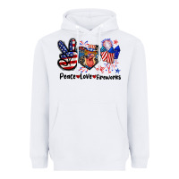 White Peace love fireworks 4th of july Heavyweight Hoodie - CowGirlArtShop